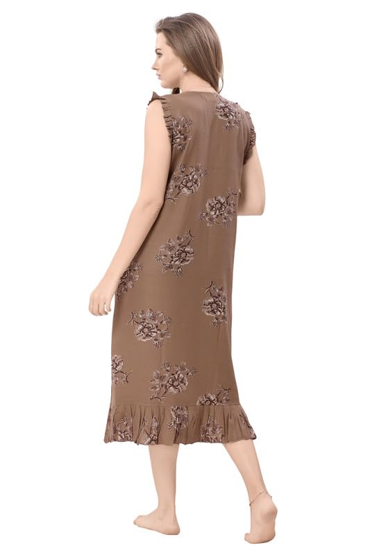 Image of Women's Viscose Blend Comfort Short Nighty with Side Pockets | Soft Printed Short Night Dress for Everyday Wear | Easy to Wear (CS5001)