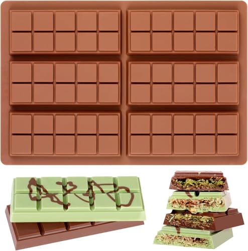 AVANA Moule à chocolat en silicone de 6 cavités, sans BPA, anti-adhésif, moules tablette de...