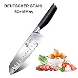 DDF iohEF Coltello da Cucina, Coltelli da Chef Santoku Professionale 18 cm Lama Acciaio Inossidabile...