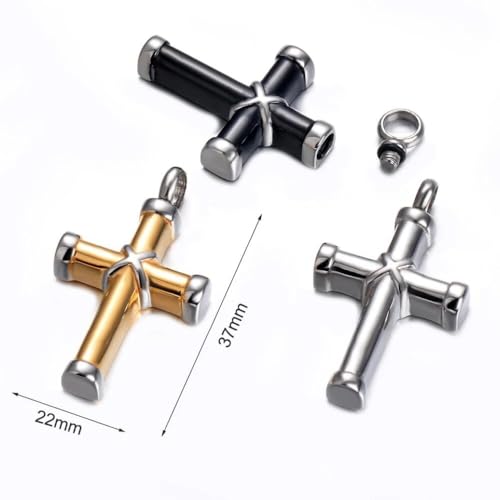 Collier crémation double en argent sterling 925 avec pendentif croix souvenir