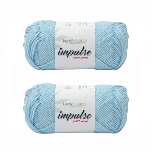 Image of WOAFashions Impulse Hand Knitting & Crochet Yarn, Premium Acrylic, 4 : Medium (Sky Blue) (2x100gms / 3.5oz / 200mtr / 218yds)