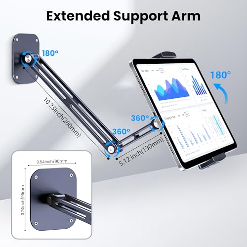 Support mural pour tablette version étendue bras articulé orientable