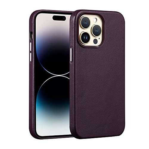 Étui en cuir iPhone 14 Plus lavande parfait pour la recharge sans fil au bureau