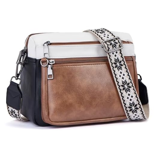 MUIIKOLA Bolso de mano para mujer, bolso mediano para mujer, bolso de mano, bolso de mano para mujer, correa ancha suave, B-negro-beige/marrón, Body cruzado de utilidad