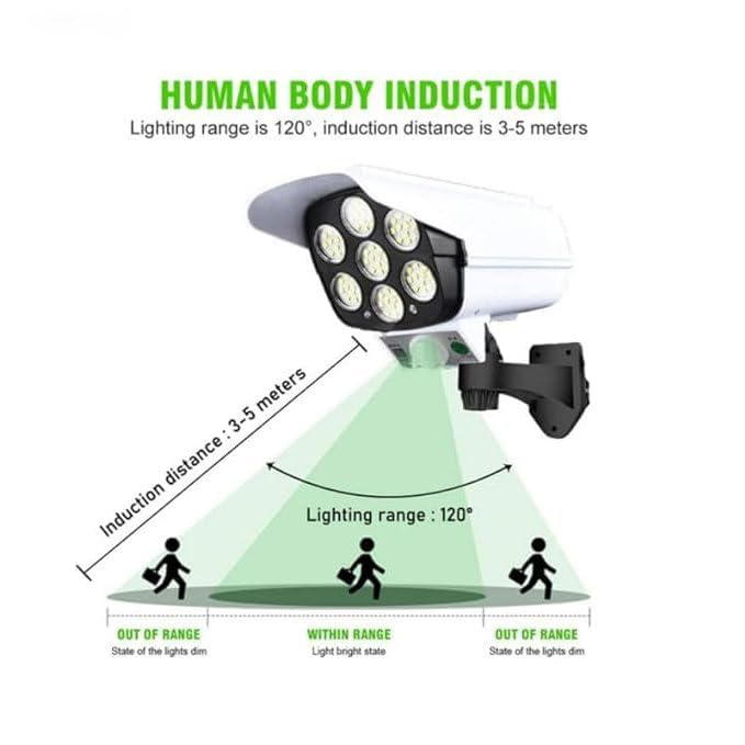 Muej Solar Lights Dummy Camera - 77LED Solar Security Light|77 LEDs Spotlight with Remote Controller Outdoor IP66 Waterproof,Wireless Night Safety and Fake Camera Shaped Light - Image 7 thumbnail