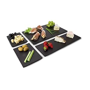 ROMINOX Geschenkartikel leisteen plaat set // Tapas Ardesia – 4-delig, geglazuurde, ongevoelige leisteen platen in 3 maten, voor het serveren, flexibel combineerbaar; afmetingen: ca. 30 x 20 x 1,5 cm