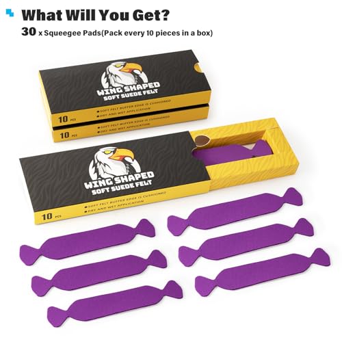 Image of Gomake Vinyl Squeegee Buffer 30PCS Pre-Cut Felt Microfiber Squeegee Pads for Window Tint Wet or Dry Vinyl /PPF Application (Purple)