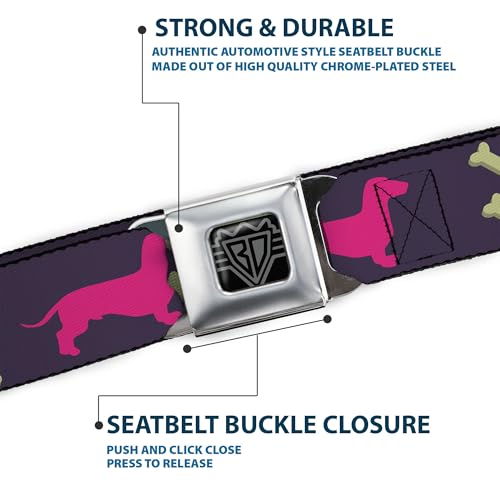 Cinturón de seguridad Dachshunds & Bones morado de 1 pulgada para perros en viajes de coche 6