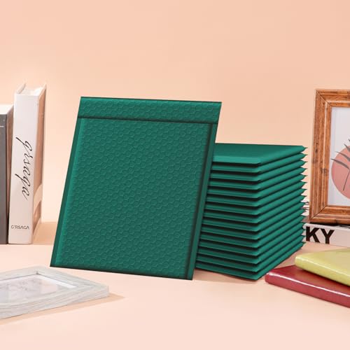 Image of Fuxury Forest Green Bubble Mailers 8.5x12 inch Usable 8.5x11 inch Padded Envelopes | 25 Pack, #2 Water Resistant Opaque Self Seal Bubble Envelopes for Mailing,Jewelry Makeup,Packaging,Small Business
