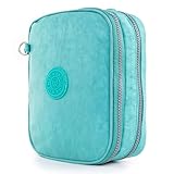 Estojo Escolar Box Grande com 2 Compartimentos, Organizador para 20 Canetas, Material Resistente em Poliéster, Múltiplas Cores (Verde)