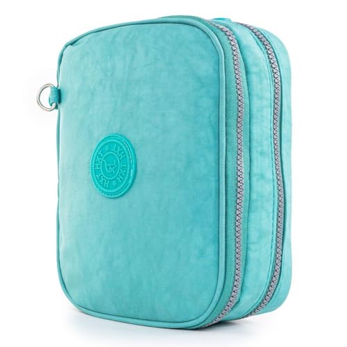 Estojo Escolar Box Grande com 2 Compartimentos, Organizador para 20 Canetas, Material Resistente em Poliéster, Múltiplas Cores (Verde)