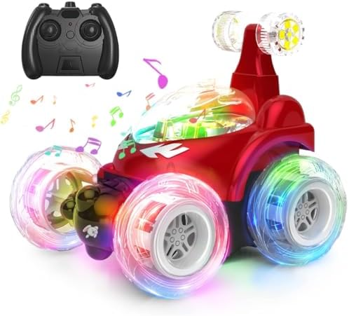 Remote Control Stunt Car Toy For Kids 360 Degree Rotating Car In Red Color With 6-Wheeled Stunt Car  RC Model Car main image 1