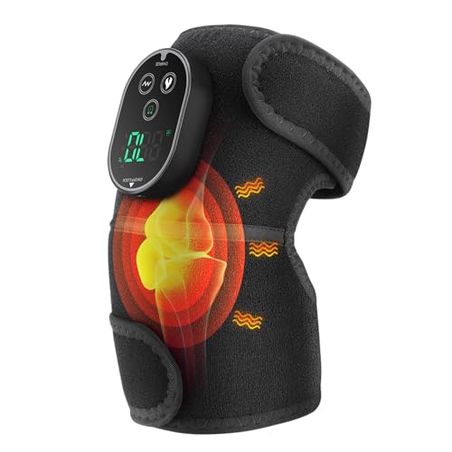 Cordless Knee Heating Pad for Pain Relief & Arthritis, Heated Knee Massager Brace Wrap 6 Heating Levels, 3 Vibration and Timing Modes, 3 in 1 Heating Pads for Shoulder Elbow Women Men