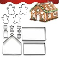 14 PCS Gingerbread Man and Christmas Gingerbread House Cookie Cutters Set Stainless Steel Cartoon Biscuit Cutter Mould for Holiday DIY Baking Cake Fondant Sugarcraft Muffin Pastry Bakeware Decoration