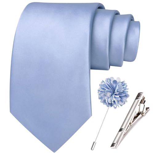 Image of Hi-Tie Men's Extra Long Solid Satin Tie Set 63 Inch /70 Inch Formal Necktie
