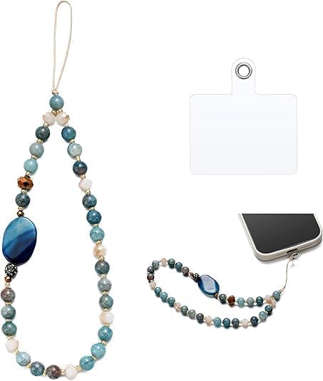 Universal Mobile Phone Charm Phone Wrist Strap with Tether Tab Beaded Phone Lanyard Phone Wristlet Handmade Semi-Precious Gemstone Phone Chain & Phone Case Keychain-image-30