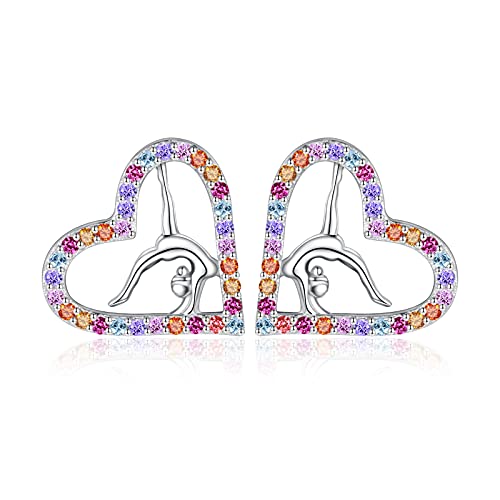 Image of Gymnastics Gifts for Women Gymnast Stud Earrings 925 Sterling Silver Team USA Gymnastics Fashion Jewelry Sport Birthday Christmas Gifts