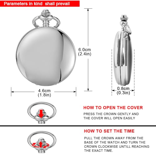Image of Smooth Pocket Watch Alloy Steel Quartz Roman /Arabic Numerals with 37cm Chain for Father's Day Xmas Best Gifts