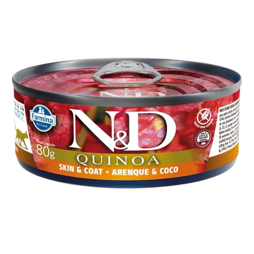 Farmina N&D Quinoa Pele e Pelo úmida para Gatos Adultos de Todas as Raças Sabor Quinoa, Coco e Arenq