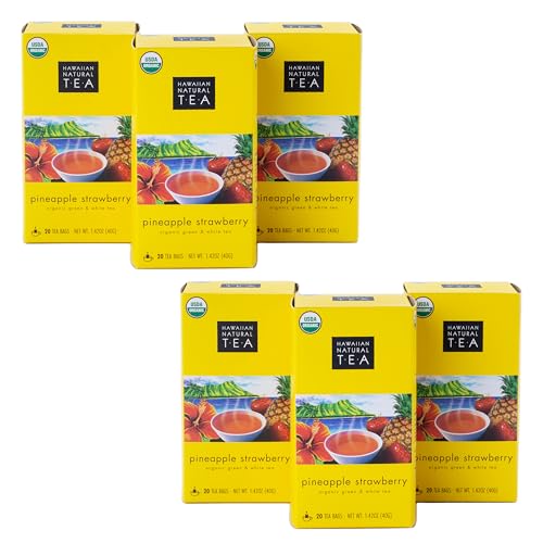 Image of Hawaiian Natural Tea Pineapple Strawberry Flavored Organic Tea - Tropical Fruit Green Tea Blend with White Tea - Perfect Daily Cup & Gift for Tea Lovers - 120 Tea Bags