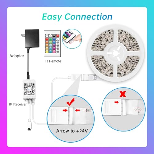 Image of TJOY LED Lights for Bedroom 25ft, RGB Color Changing Led Strip Lighting with Remote and Smart APP Control, Music Sync Rope Lights via Bluetooth for Kitchen, TV, Room Decor