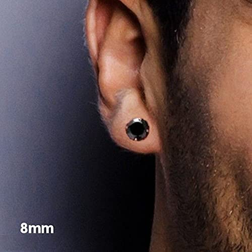 Mens Black Earrings Black Onyx Studs 925 Sterling Silver Black Earrings For Men Medium Mens Studs Round Mens Stud Earrings 6Mm Mens Jewelry Faceted Studs #TOP5