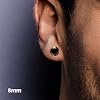 Mens Black Earrings Black Onyx studs 925 Sterling Silver Black earrings for Men Women Medium mens studs Round Mens Stud Earrings 7mm Mens Jewelry Faceted Studs