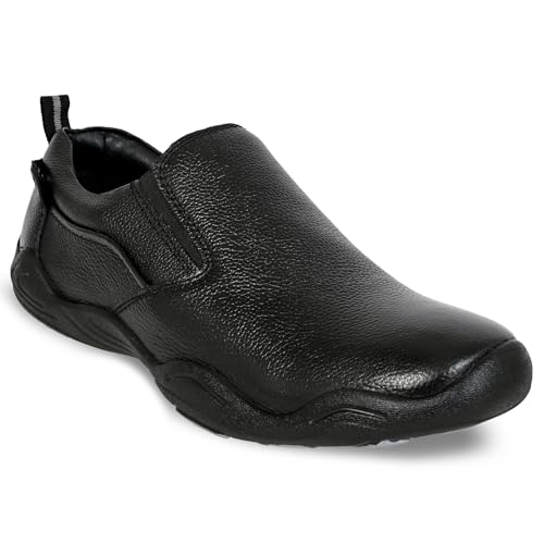 Allen Cooper Genuine Leather Casual Shoes with Ankle Support, Anti Slip Technology, Better Padded and Cotton-Like Memory Foam Cushion Insole(Color Options- Black/Brown, Sizes- 6,7,8,9,10)(24815-B-6)