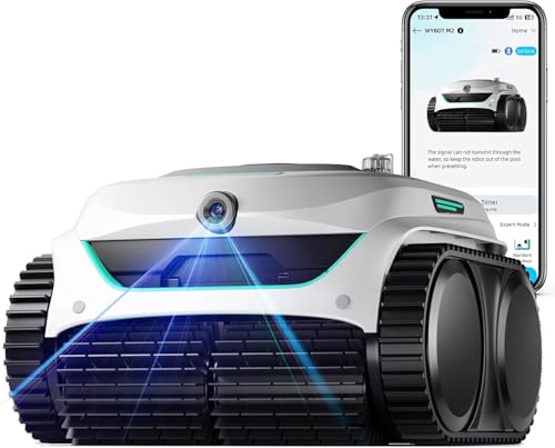 WYBOT C2 Vision Pool Robot Vacuum, Debris Detection with AI Camera, 8-in-1 Master Cleaning, Ultra-fine Filtration, Powerful Suction, for Above&Inground Pool up to 2152 Sq.ft, White Green