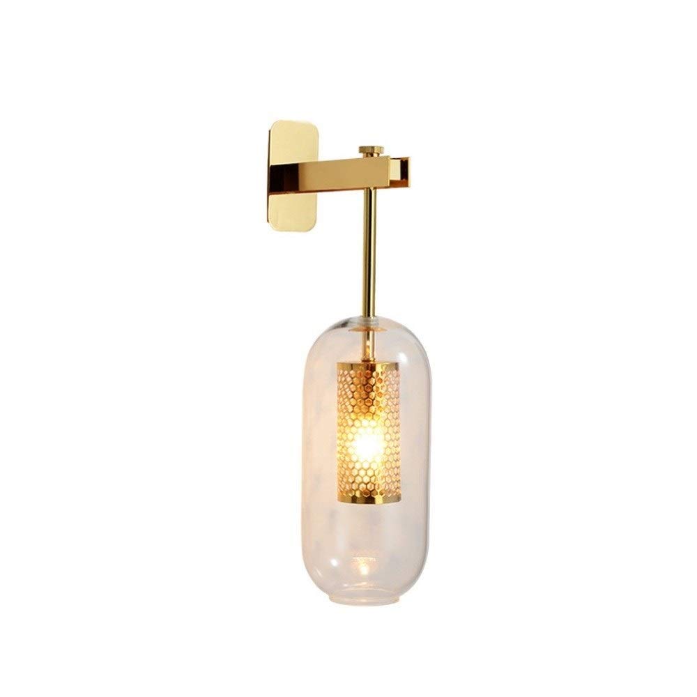 SXSCARKX Nordic Post-Modern Wall Mounted Lamp Transparent Lampshade Luxury Living Room Staircase Background Industrial Sconce Light Creative Corridor Aisle Bedroom Bedside Lights (Color : G