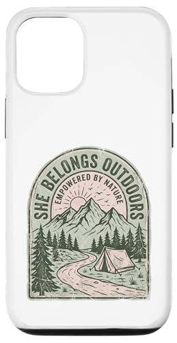 She Belongs Outdoors Empower by Nature Mountain �e���g �X�}�z�P�[�X iPhone 12/12 Pro �p