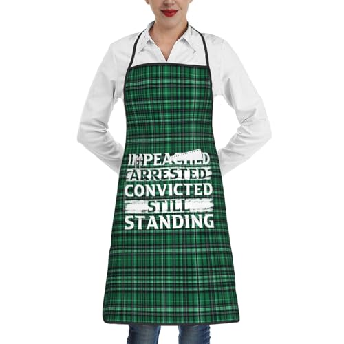 Impeached Arrested Convicted Shot Still Standing Apron for cooking with Pockets Women Men Kitchen Chef Funny Aprons