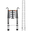 Multi-Purpose 20FT Aluminum Extension Ladder - Heavy Duty Foldable Telesladder for Home & Outdoor Use Adjustable 18.4FT / 17FT / 16.4FT - Versatile Folding Ladder