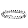 flintronic Mens Silver Bracelets,10mm Men's Strong Antique Silver Bracelet ,Fashion Retro 21cm Titanium Steel Simple Six-sided Flat Denim Bracelet #3