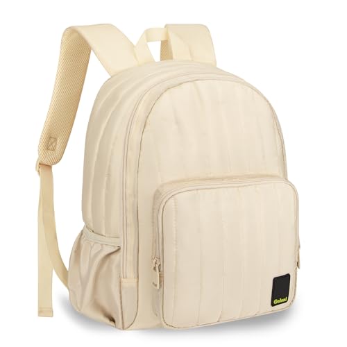 Goloni Puffer Laptop Backpack for Women 14.7 Inch Waterproof Quilted Backpack Lightweight Travel Daypack Casual Laptop Bag Yellow