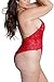 AnloveKiss Women Sexy Lingerie Nightie - Plus Size lingerie Lace Babydoll Halter ChemisTeddy Bodysuit XL-4XL (4XL, Red)