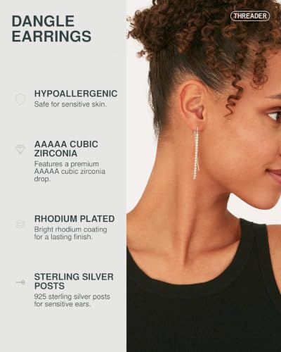 Image of PAVOI 14K Gold Plated Threader Earrings for Women, Statement Chain Earrings