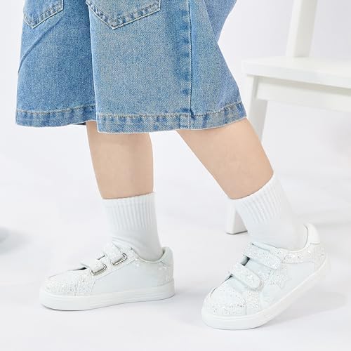 Otter MOMO Girls Sneakers Little Girls Magic Paste Shoes Glitter Sneakers Toddler - Image 2