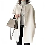 [billevan] ノーカラー コート チェスターコート アウター レディース アウター 秋冬 ゆったり 大きいサイズ 大人 韓国風 おしゃれ 上品 韓国ファッション 通勤 通学 (JP, アルファベット, L, ベージュ)