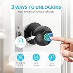 Fingerprint Door Knob Lock for Bedroom Basement Garage Office with App, Smart Knob,Biometric Thumbprint Fingerprint Door Lock, Entry Private Passage Mode 3in1 (Classic) - Image 2
