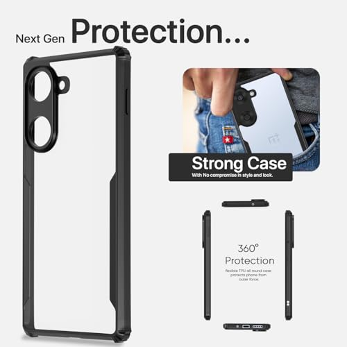 Image of Outlouders Back Cover for OnePlus Nord CE 5 5G | Ultra Hybrid Transparent | Full Camera Protection | Raised Edge | Crystal Clear Bumper Case (Black)