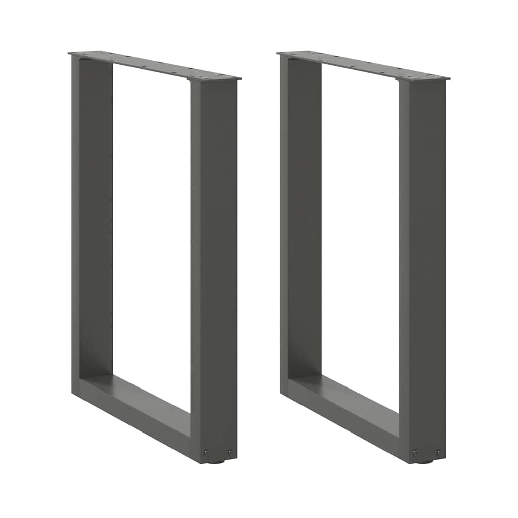 SXZenSpace Dining Table Legs 2 pcs U-Shaped Anthracite 70x73 cm Powder-Coated Steel Adjustable Feet Heavy Duty Support for Modern Kitchen Office Desk DIY Furniture