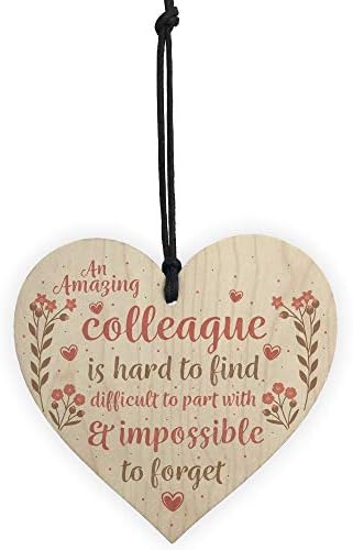 RED OCEAN Friendship Colleague Gift Wooden Hanging Heart Chic Plaque Office Work Friend Thank You Leaving Gift