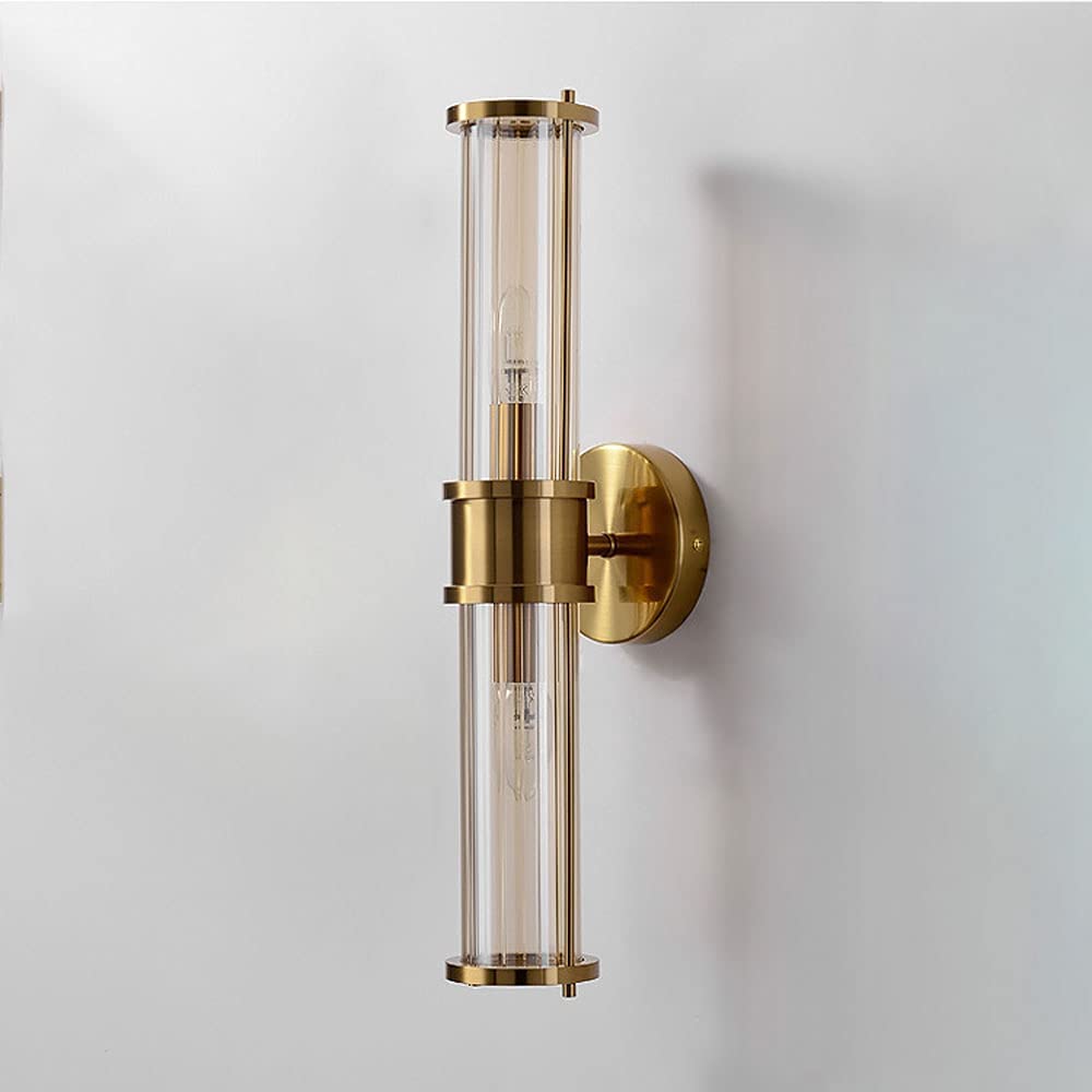 KBUUKYYXouy Wall Sconce Indoor Brass Finish丨Modern Vanity Wall Light with Glass Shade丨Wall Mount Lamps Lighting Fixtures for Bedroom Bedside Living Room Mirror Front丨E14 Socket (2lights)(2lights)