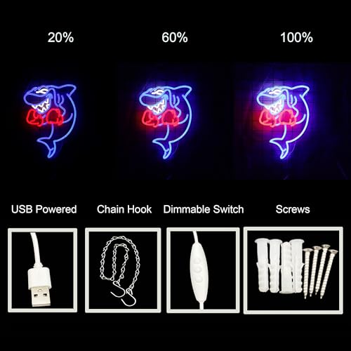 Image of Shark Boxing Neon Sign, Boxer Shark Neon Light for Home gym Decor Fitness Wall Art Decor gifts for men