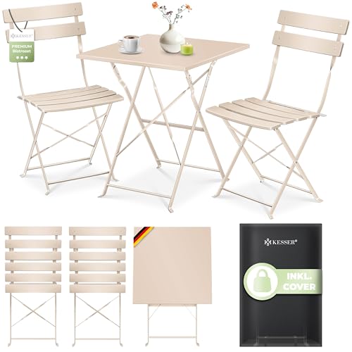 KESSER® Bistroset 3-teilig mit Bistrotisch & 2 Klappbaren...