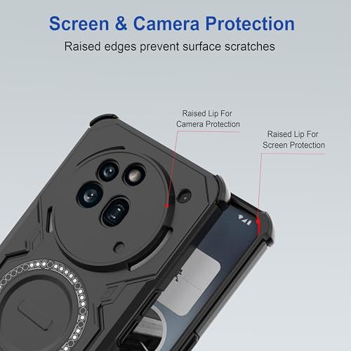 Image of Zapcase Back Case Cover for Nothing Phone (3a) Pro | Magnetic Case with Built-in Metal Ring | Supports MagSafe Charger, Wallet & Car Mount | Shockproof Hybrid PC + TPU | Black