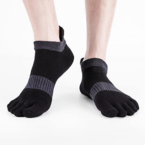 Image of Men Toe Socks No Show Low Cut Athletic Wicking Cotton 5 Finger Split Toe 6 Pack