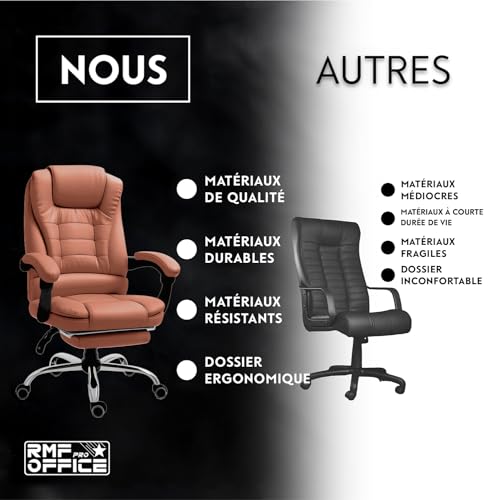 Fauteuil bureau ergonomique marron inclinable 135° Dermocura