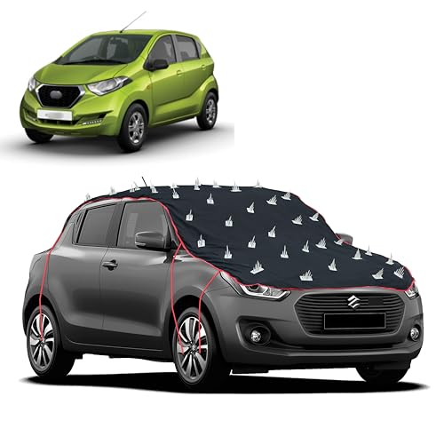 Image of Dog Protection Spike Car Cover for Datsun Redi Go Bonnet to Roof Easy Installation with 4 Elastic Hook Strap | Anti-Scratch Soft Cotton Inner | Complete Protection from Street Dogs & Monkeys